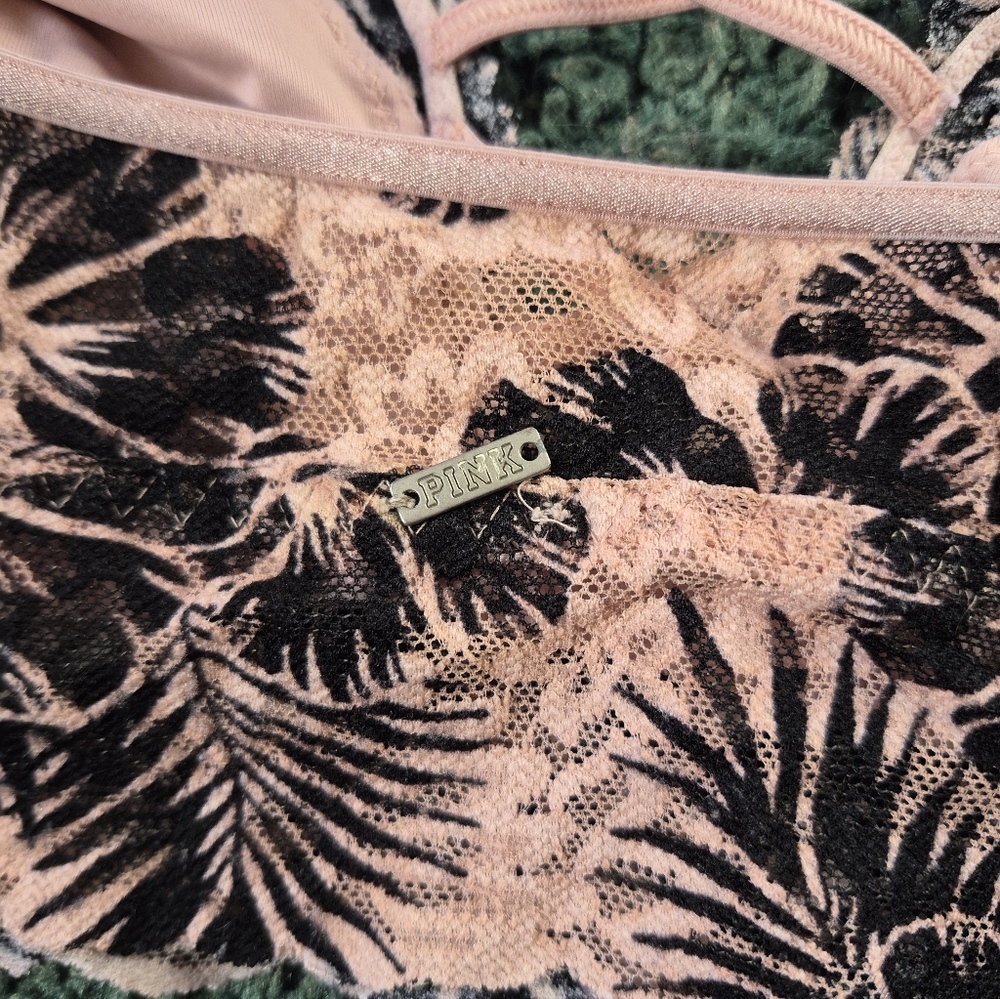 Pink Victoria's Secret Floral Lace Bralette Pink Tropical Large - Picture 8 of 13